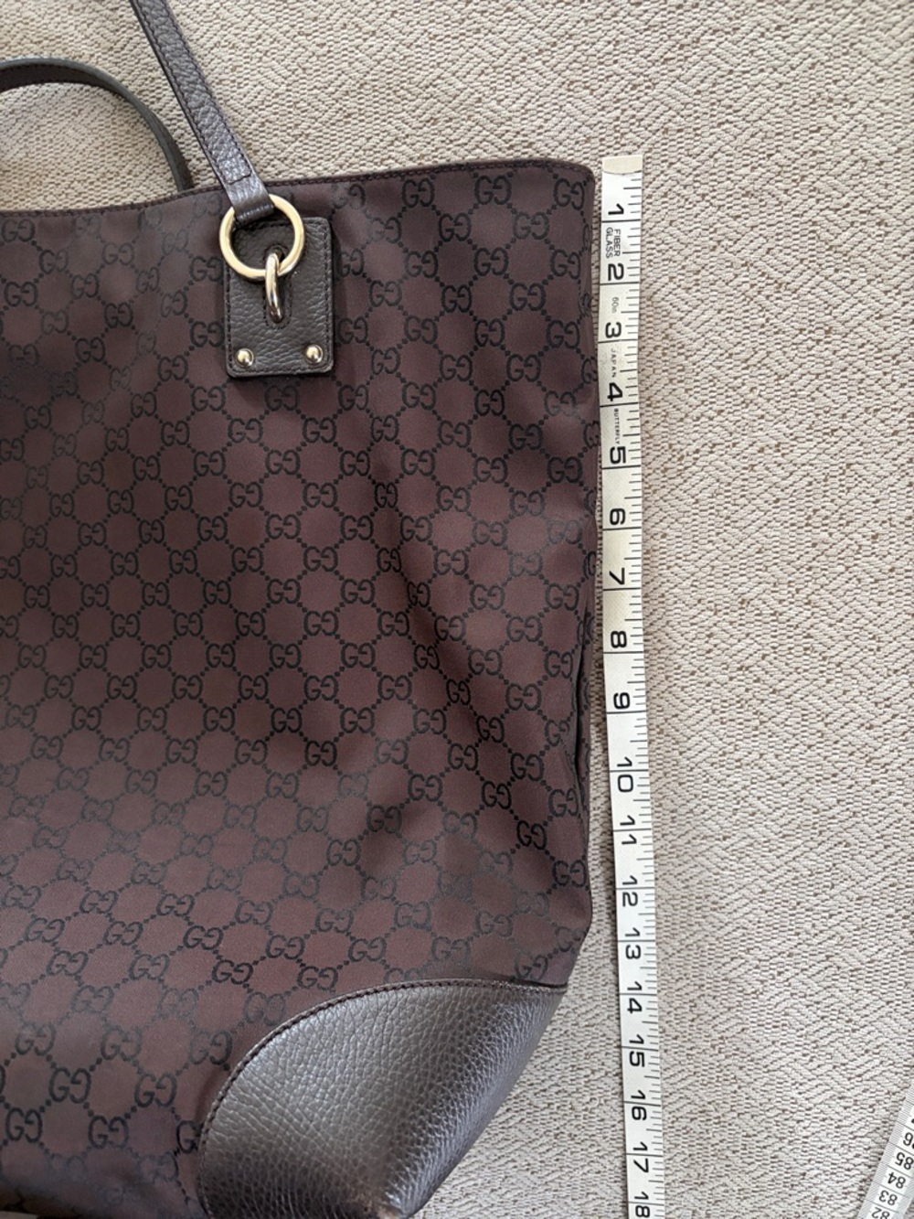 Gucci Brown GG Monogram Tote with Gold-Tone Hardware - Picture 8 of 8